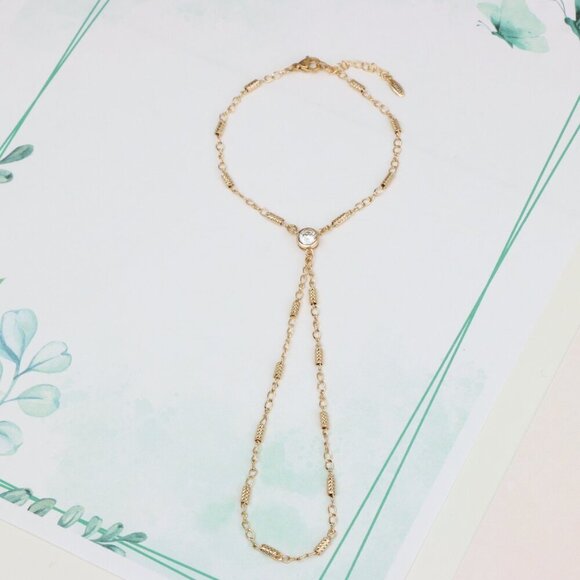 Elegant Rose Gold Plated Chain Bracelet with Sparkling Center Stone, XPBL0607 - Picture 6 of 12